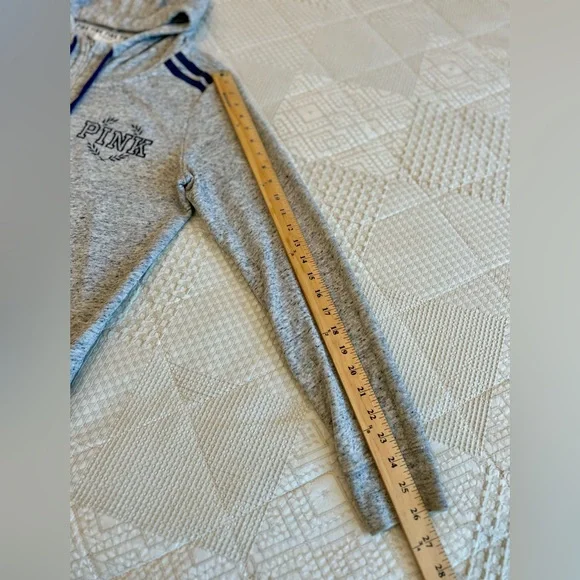 PINK Victoria's Secret ~ Gray and Blue Zip-Up ShirtSweat, Pullover,L/G - Picture 9 of 11